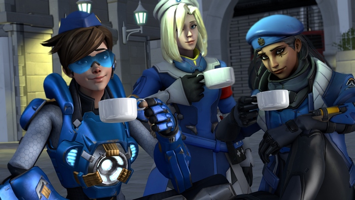 Tracer, Mercy, and Ana from Overwatch