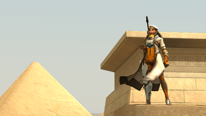 Ana from Overwatch on Egyptian structure