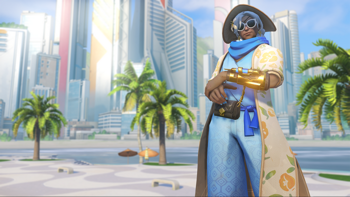 Ana from Overwatch in summer attire