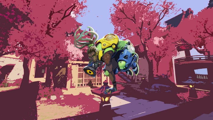 Lúcio from Overwatch in a Japanese garden
