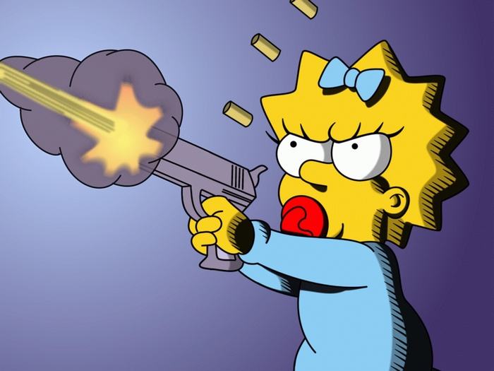 Maggie Simpson firing a gun