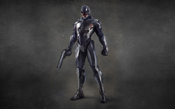 RoboCop holding a handgun