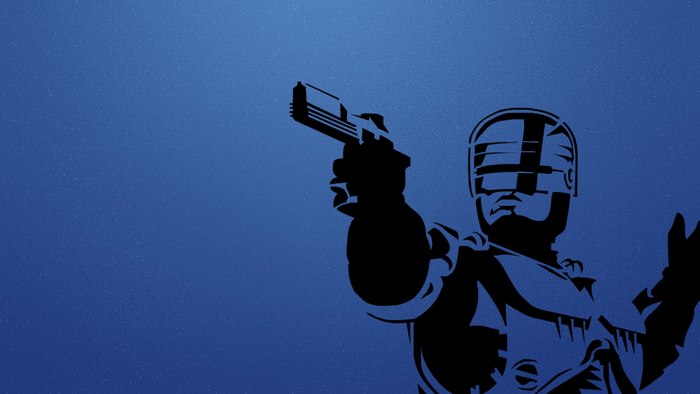 RoboCop holding a gun