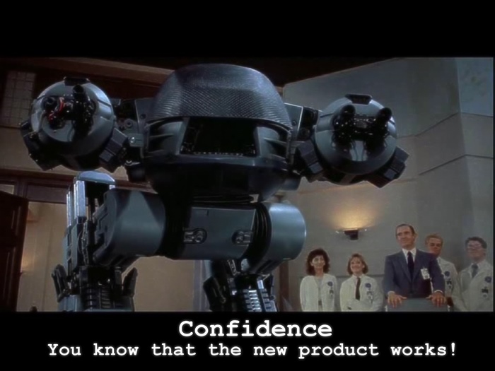 RoboCop with scientists and a robot