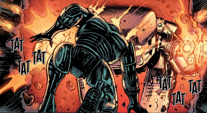 RoboCop in an explosion