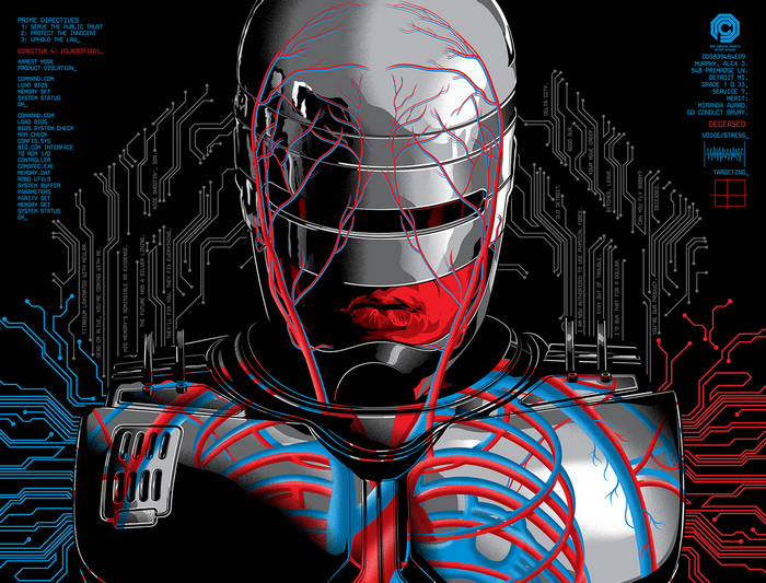 RoboCop with internal circuitry and veins