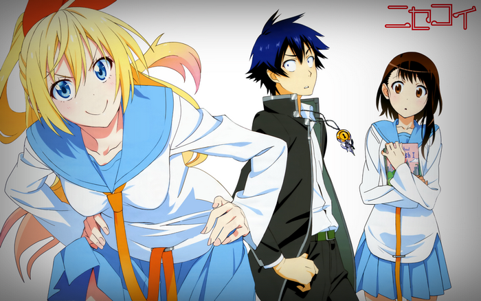 Chitoge Kirisaki, Raku Ichijo, and Kosaki Onodera from Nisekoi