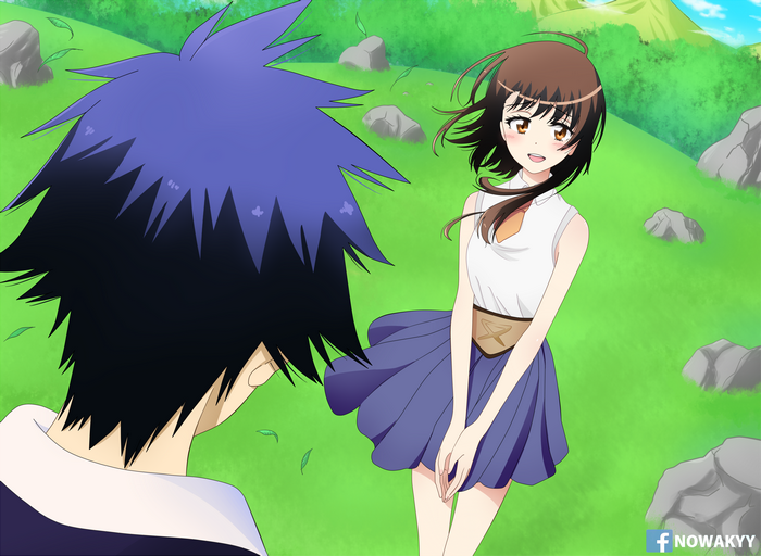 Raku Ichijō and girl in field