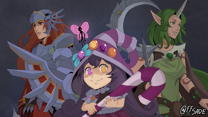 Lulu, Soraka, and Leona from League of Legends