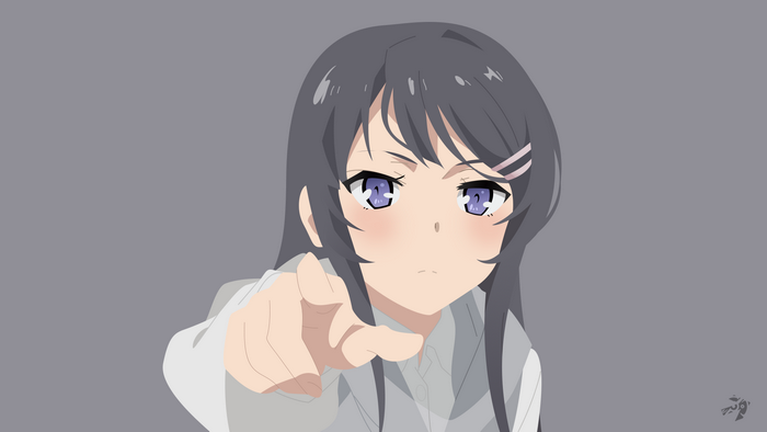 Mai Sakurajima pointing forward