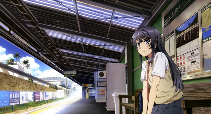 Mai Sakurajima at a Train Station