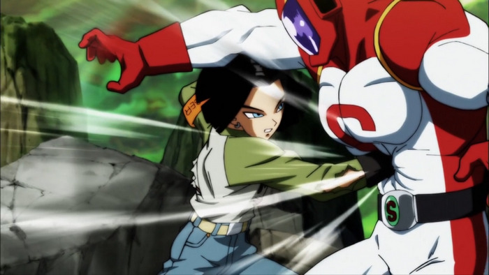 Android 17 fighting in Dragon Ball Super