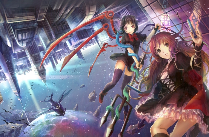 Byakuren Hijiri in a surreal, futuristic cityscape
