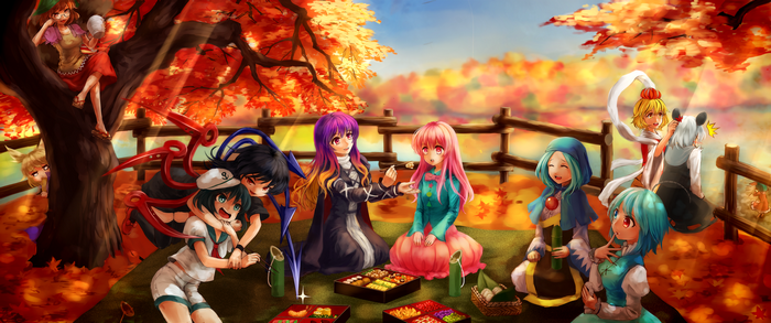 Byakuren Hijiri and friends having a picnic in autumn