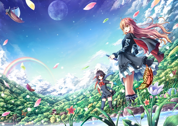 Byakuren Hijiri and companion in a fantasy landscape