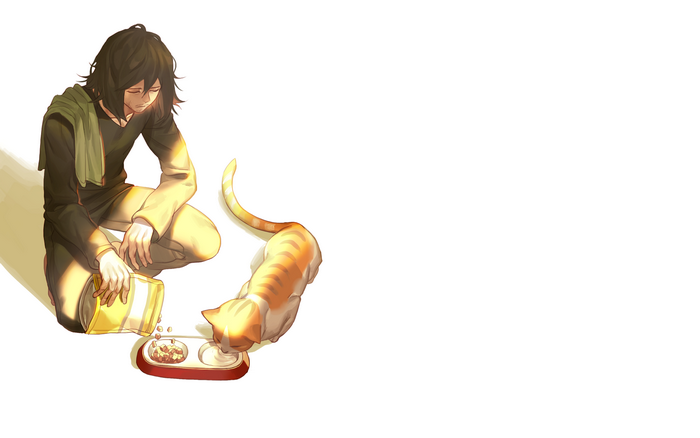 Shouta Aizawa feeding a cat