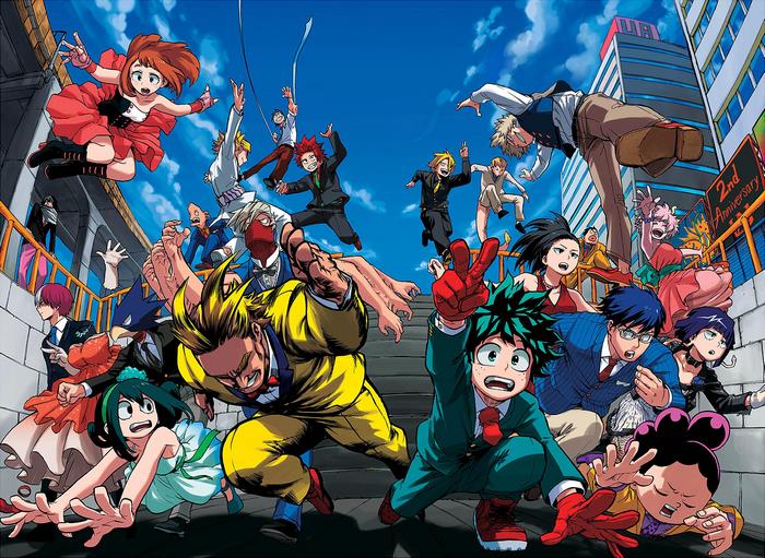 My Hero Academia characters celebrating 2nd Anniversary