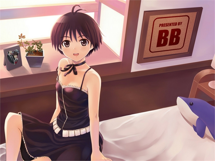 Makoto Kikuchi in a black dress