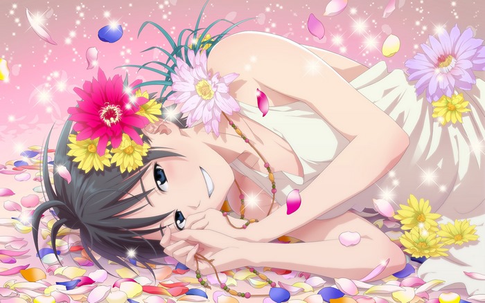 Makoto Kikuchi with flowers