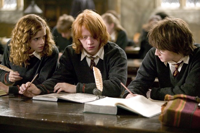 Ron Weasley and friends in a classroom
