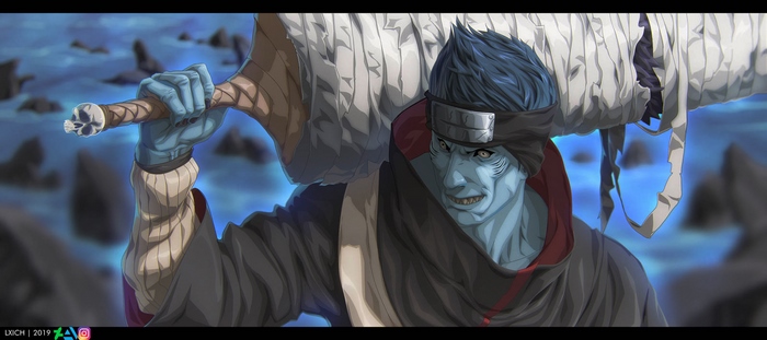 Kisame Hoshigaki from Naruto holding Samehada