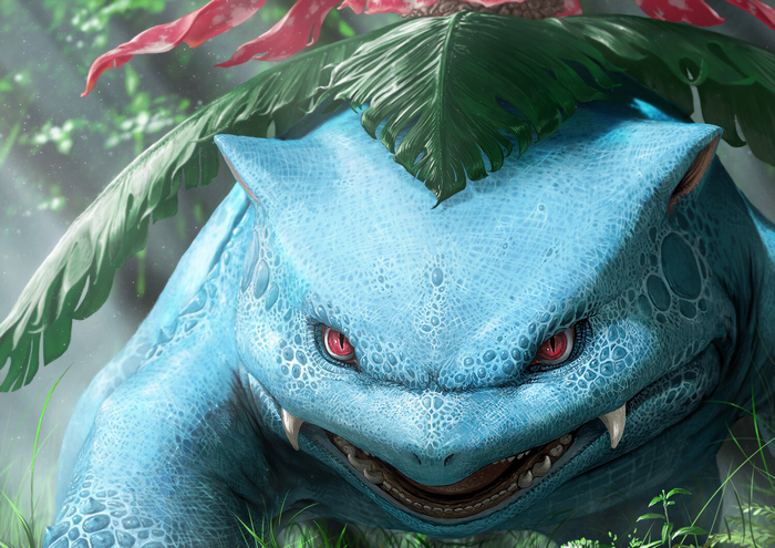 Close-up of Fierce Blue Venusaur