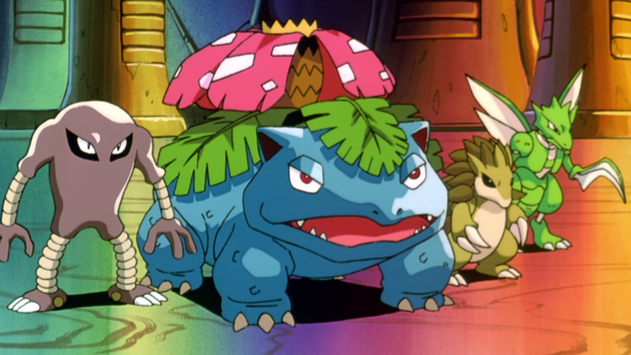 Pokemon: Machoke, Venusaur, Sandshrew, and Scyther