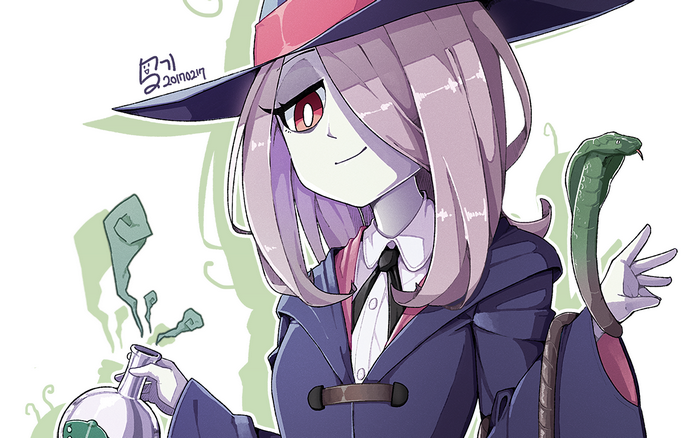 Sucy Manbavaran from Little Witch Academia with a snake