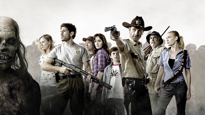 The Walking Dead characters with zombies