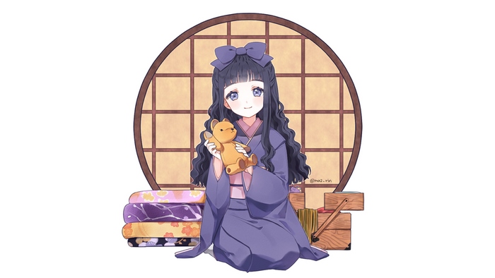 Tomoyo Daidouji holding a teddy bear