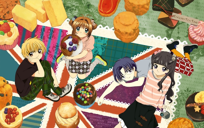 Sakura Cardcaptors characters with sweets
