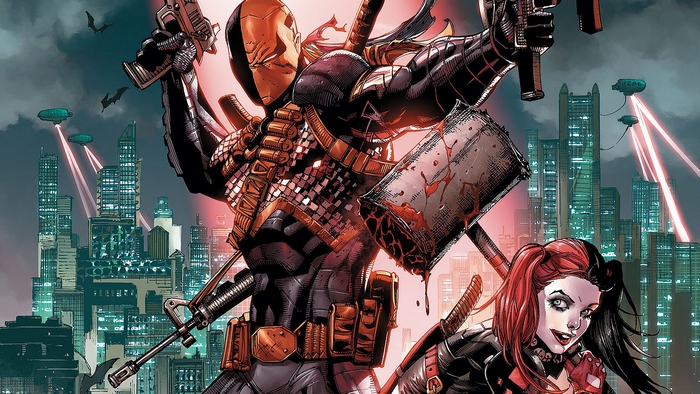 Deathstroke and Harley Quinn in Gotham City