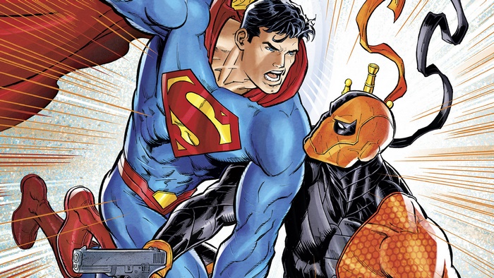 Superman fighting Deathstroke