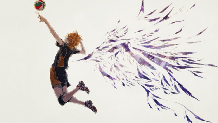 Shōyō Hinata playing volleyball with wings