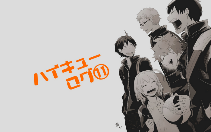 Haikyuu!! characters with Japanese text
