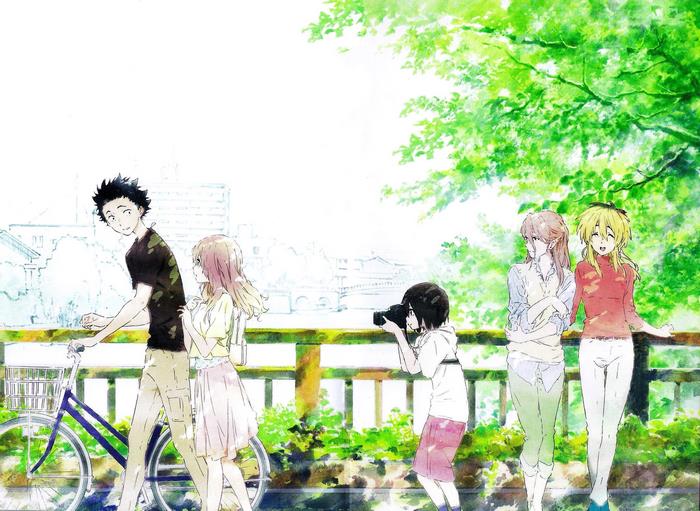 Koe no Katachi characters walking outdoors