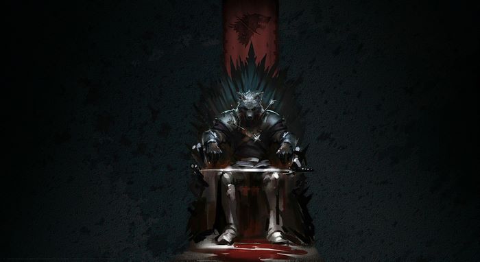 Robb Stark from Game of Thrones on the Iron Throne