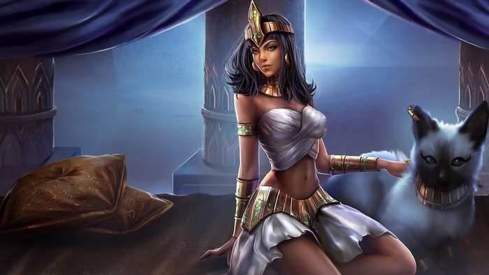 Nidalee from League of Legends with a cat