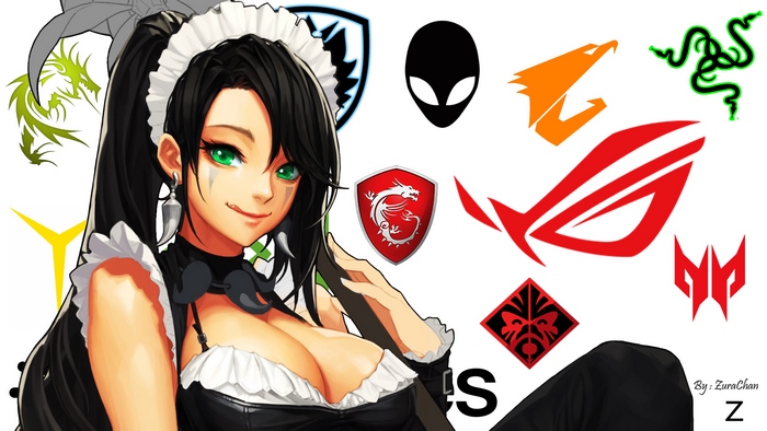 Nidalee from League of Legends with gaming logos