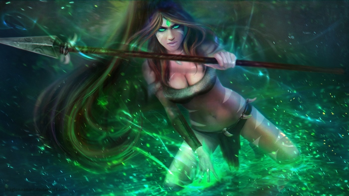 Nidalee from League of Legends with a spear