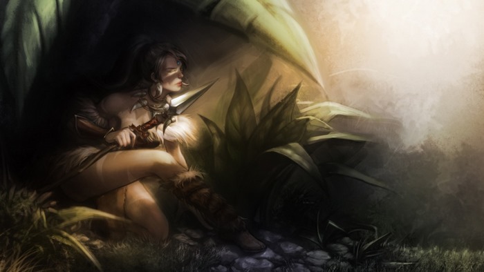 Nidalee from League of Legends in a jungle