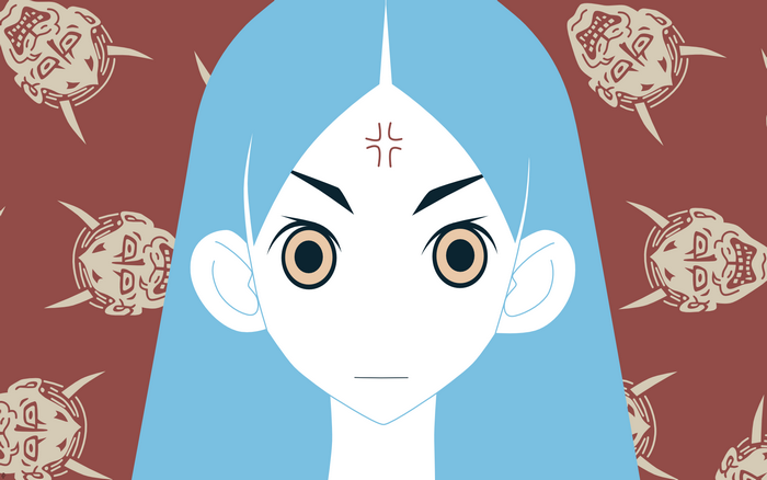 Girl with blue hair and angry face