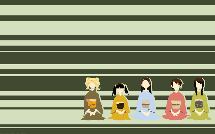 5 Girls in Kimonos