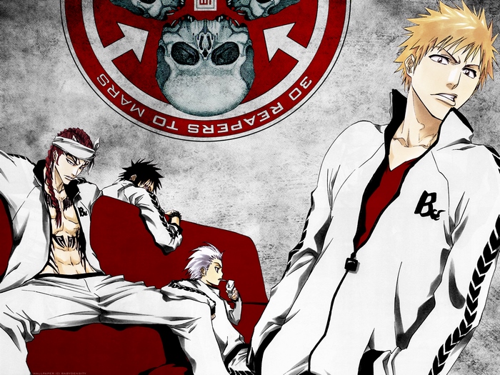 Bleach characters in white tracksuits