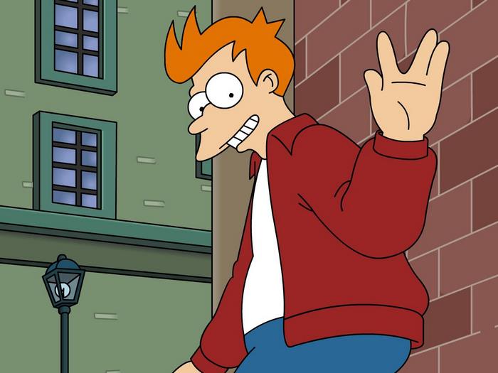 Fry from Futurama waving