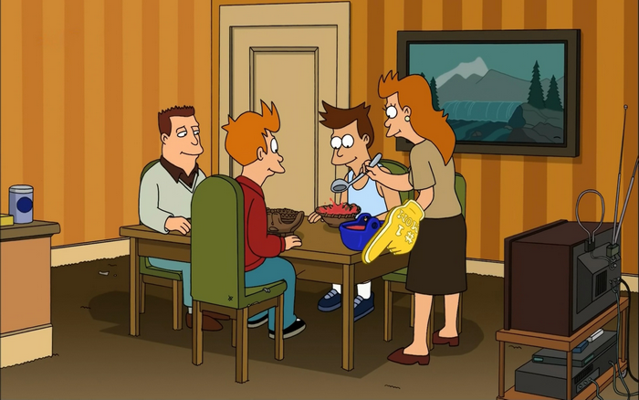 Fry from Futurama family dinner