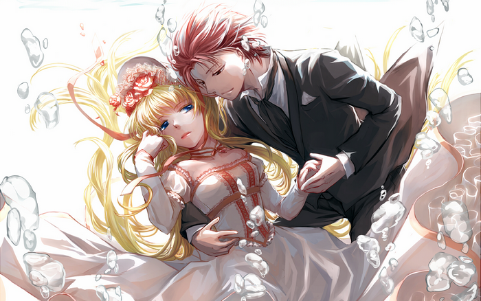 Natsu and Lucy from Fairy Tail underwater