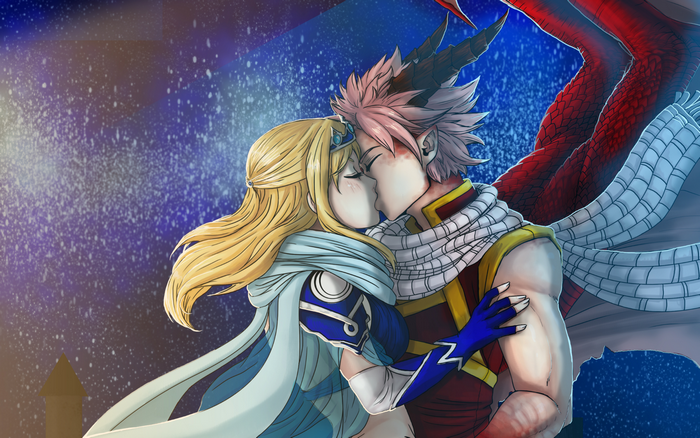 Romantic Embrace Between NaLu from Fairy Tail