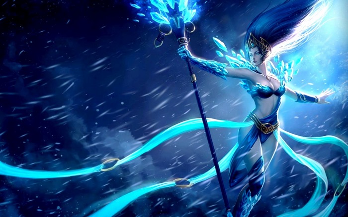 Janna from League of Legends with ice staff
