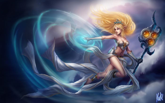 Janna from League of Legends casting a spell